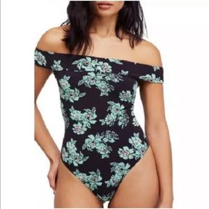 Free People Womens So Much OB799514 Bodysuit Floral Black Combo Black Size XS